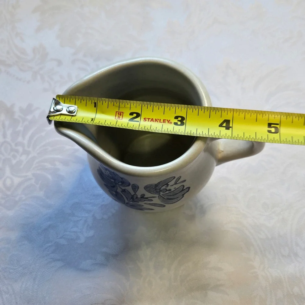 Pfaltzgraff Yorktowne Blue Floral Stoneware Creamer Pitcher Vintage USA Made